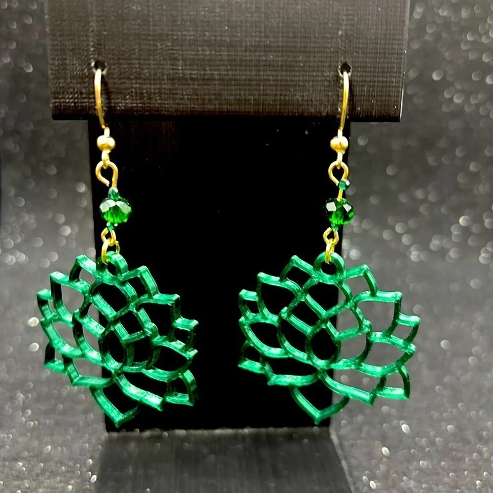 Handmade Green Succulent Earrings